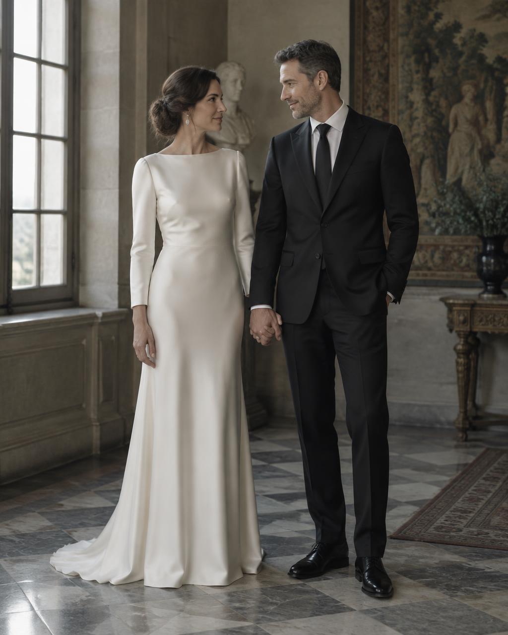 Illustrative portrait of a fully dressed adult couple